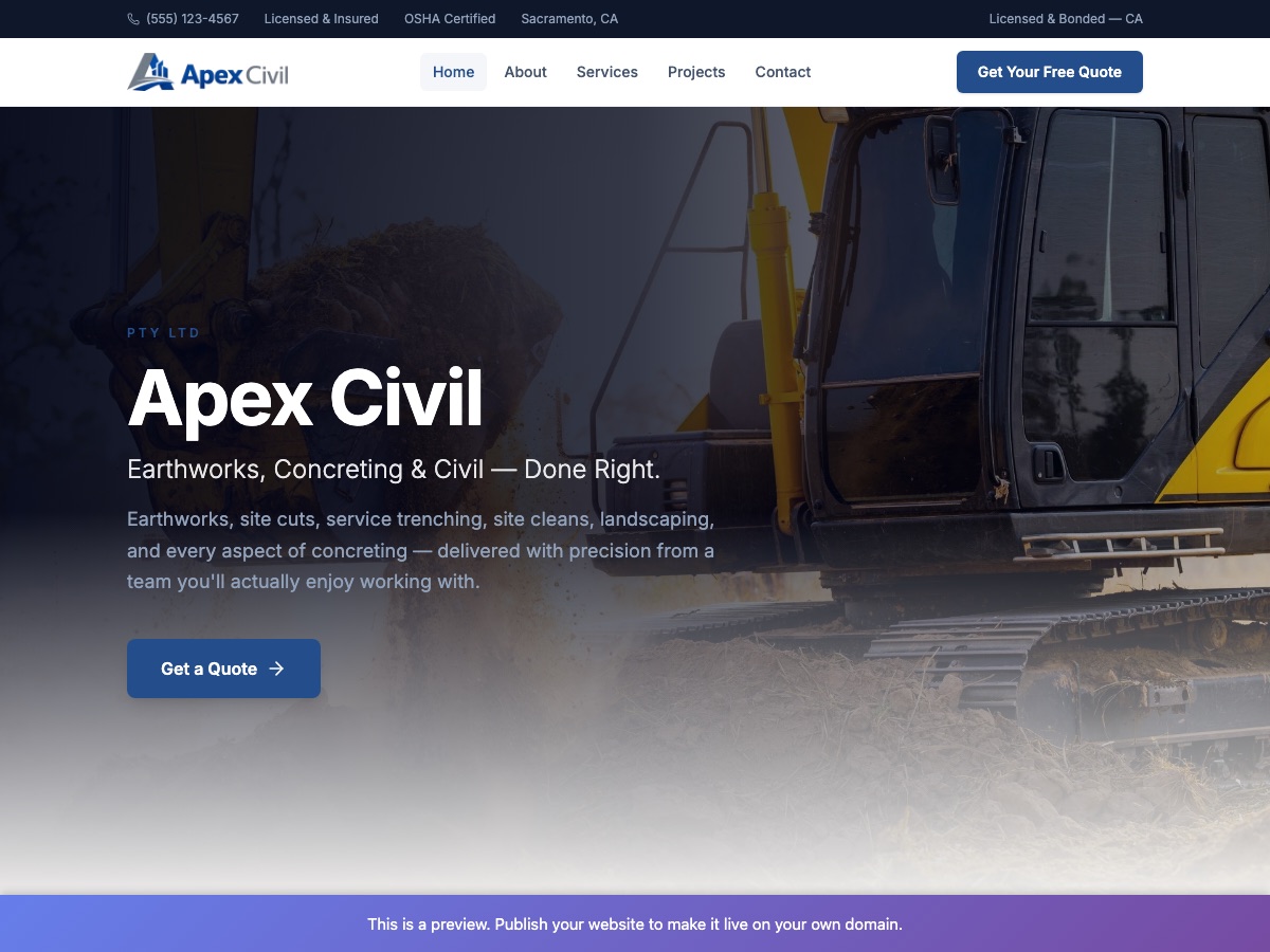 Apex Civil website