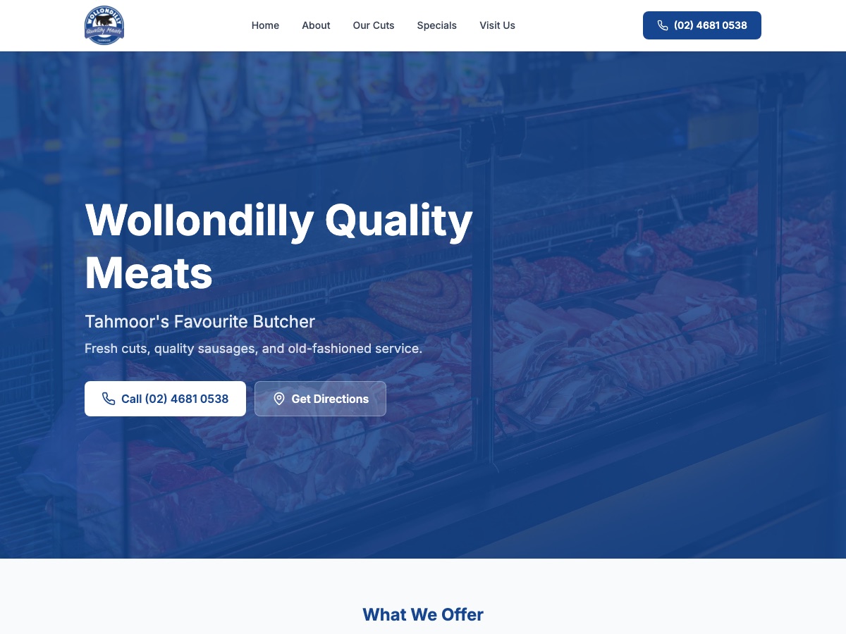 Wollondilly Quality Meats website